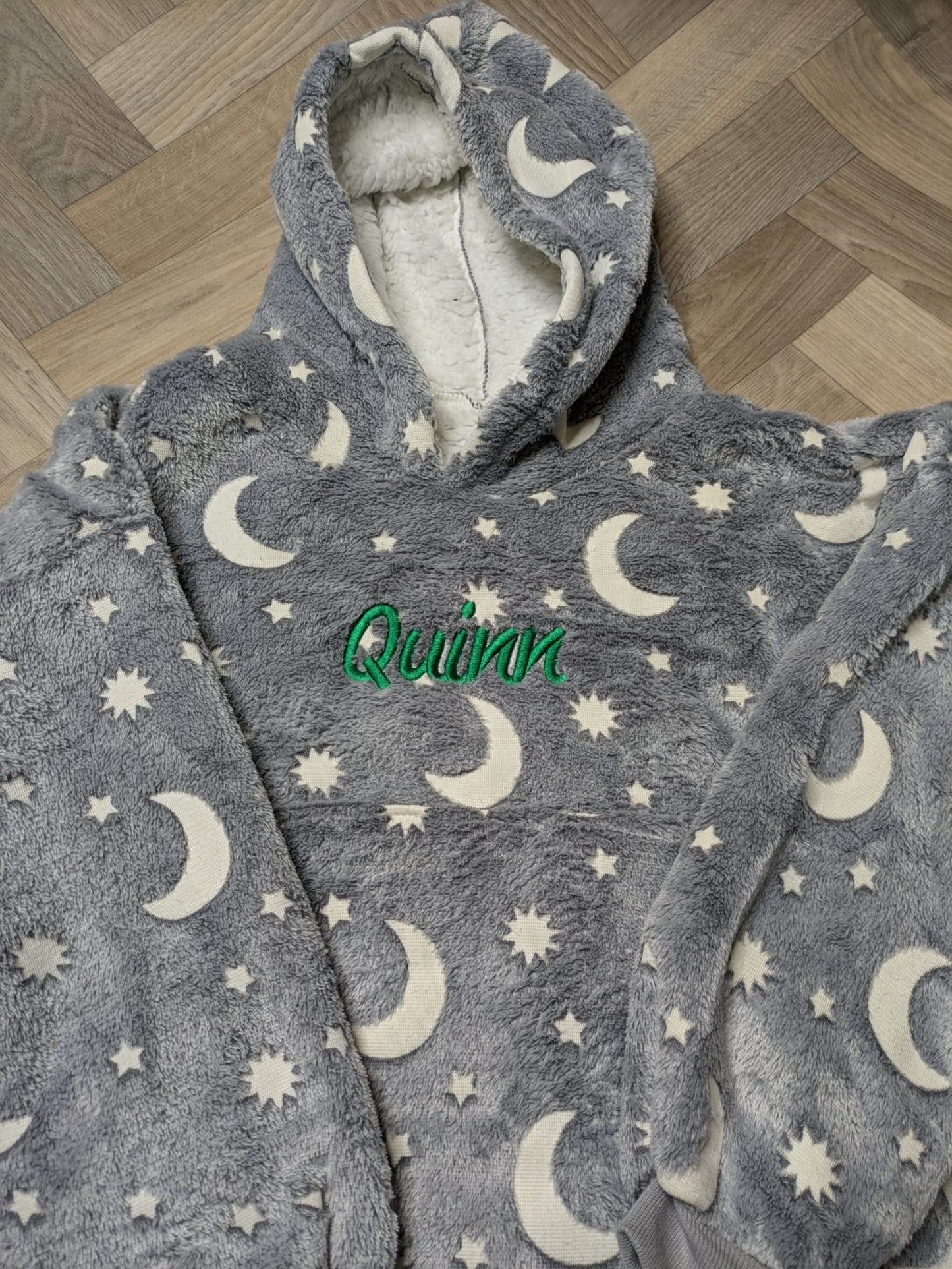 Children's Blanket Hoodie With Glow In The Dark Stars and Moons