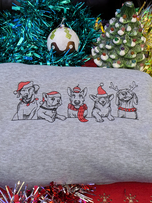 Christmas Dog Embroidered Sweatshirt