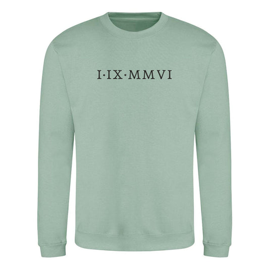 Roman Numeral Embroidered Sweatshirt